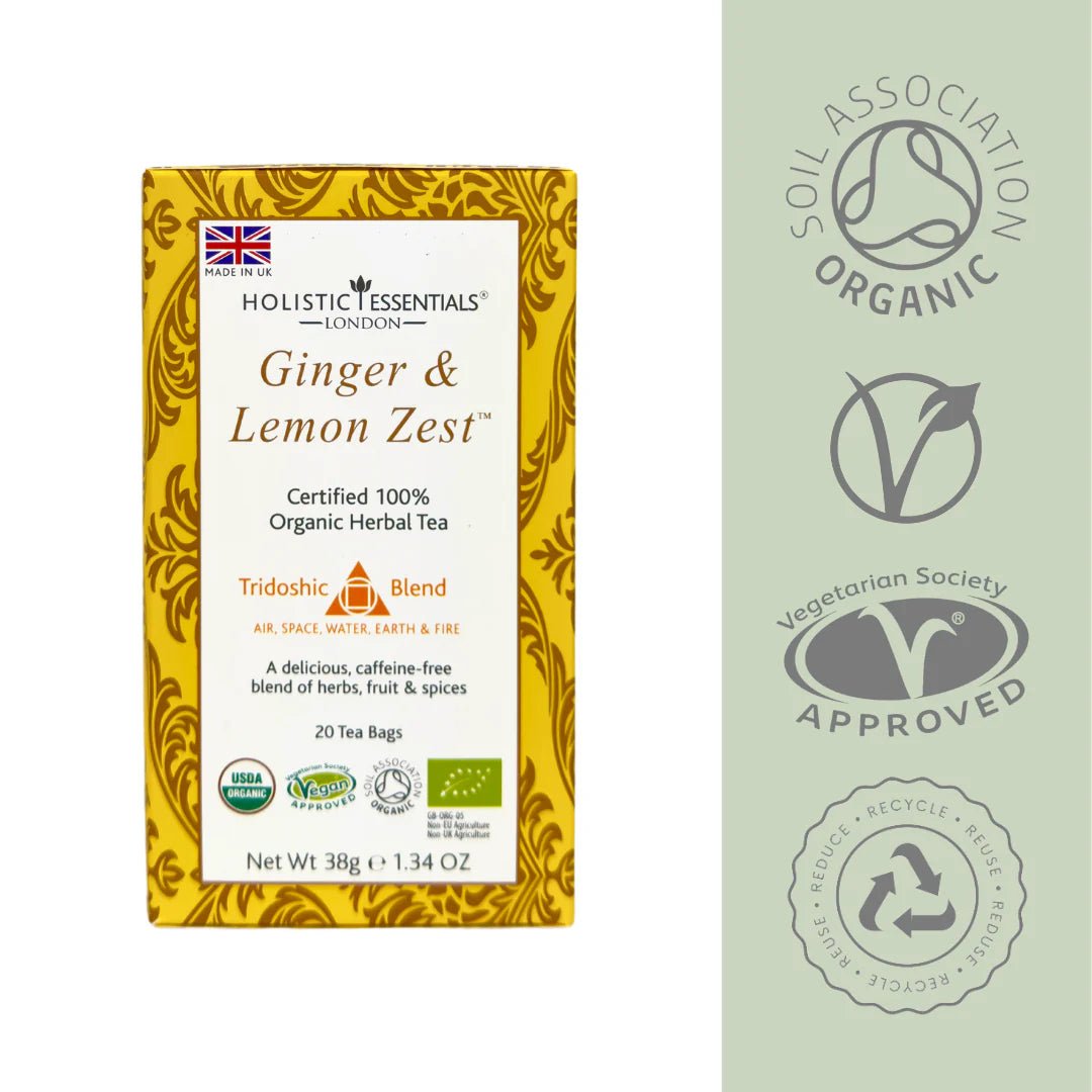 Ginger & Lemon Zest™ - Organic Herbal Tea - Tridoshic Blend - Inner Wellness - Holistic Essentials